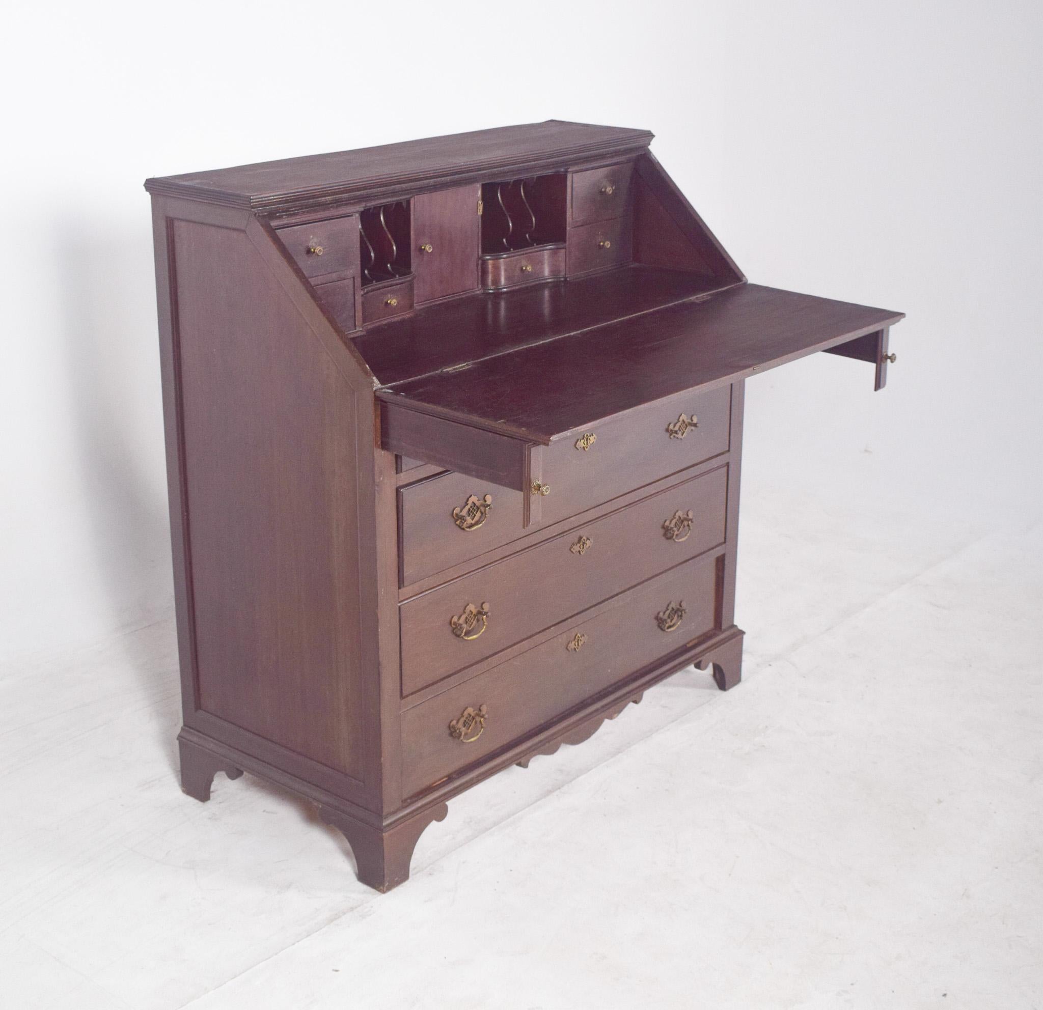 Antique Portuguese Paper Chest of Drawers in Dark Wood For Sale 1