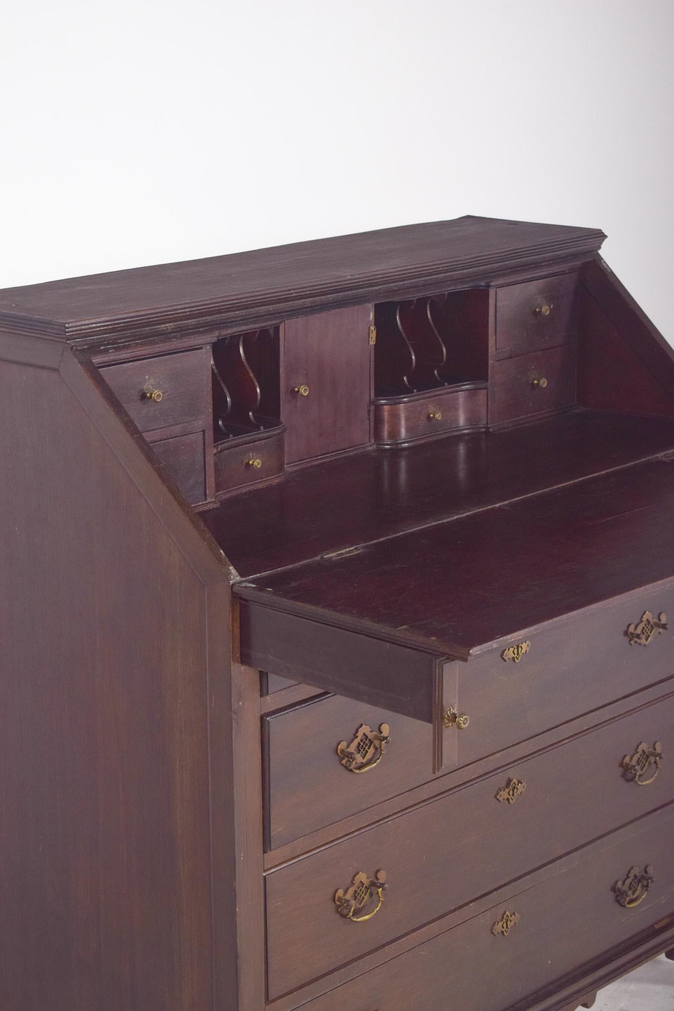 Antique Portuguese Paper Chest of Drawers in Dark Wood For Sale 2