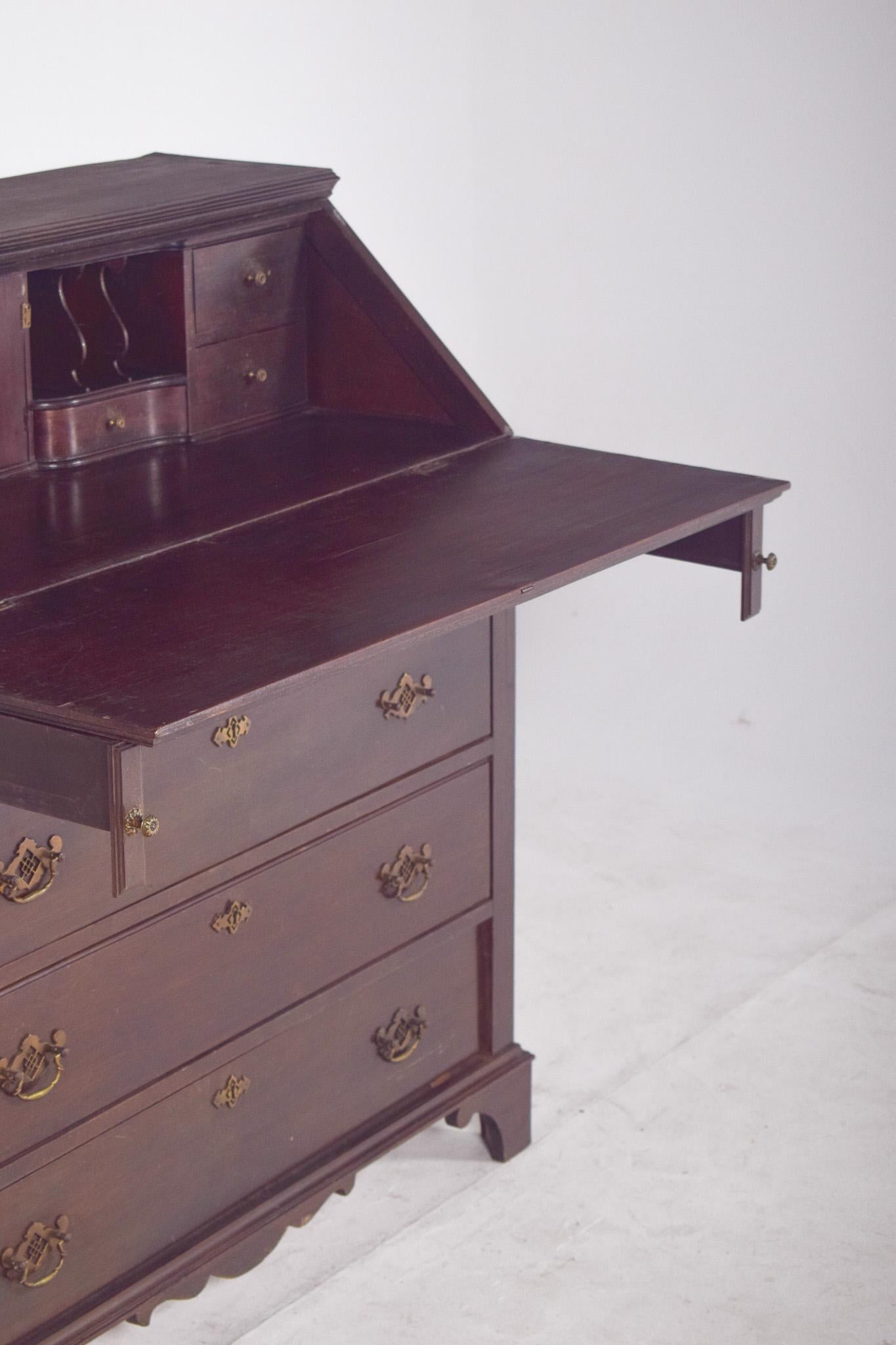 Antique Portuguese Paper Chest of Drawers in Dark Wood For Sale 3