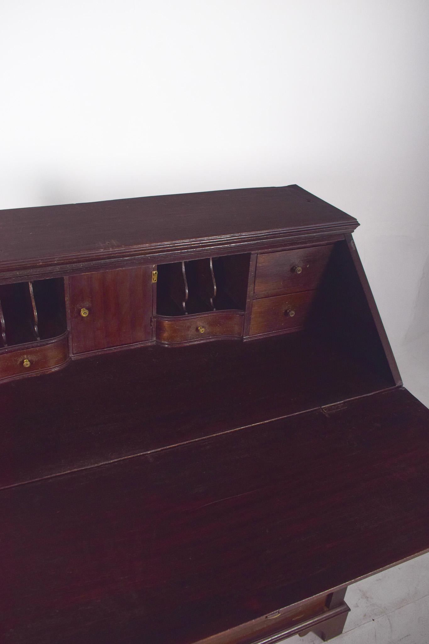Antique Portuguese Paper Chest of Drawers in Dark Wood For Sale 4