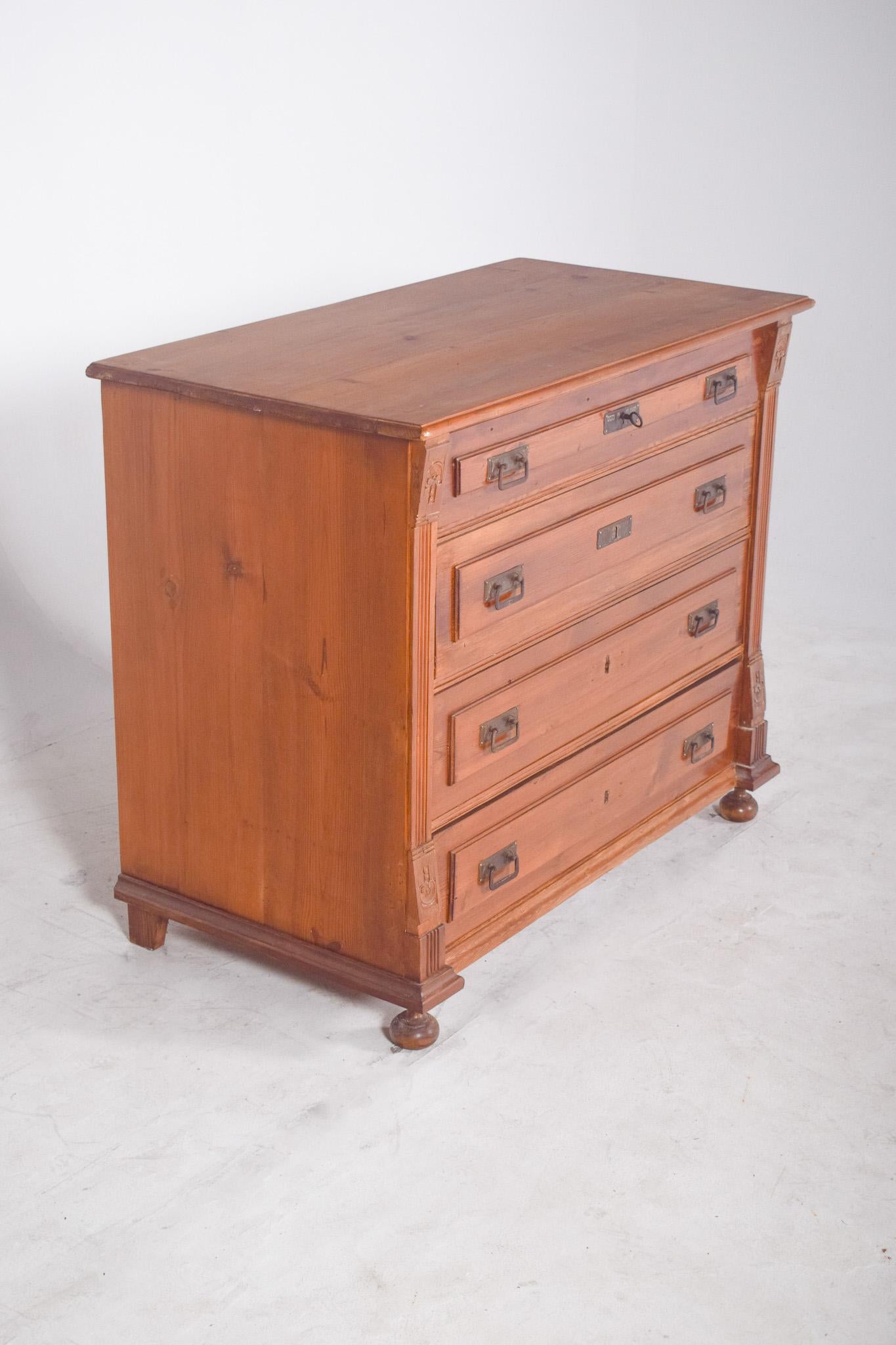 20th Century Antique Portuguese Pine Chest of Drawers For Sale