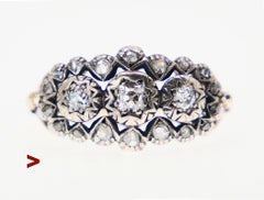 Antique Portuguese Ring Diamonds solid 19K Gold Silver ØUS6.5 /3.4gr