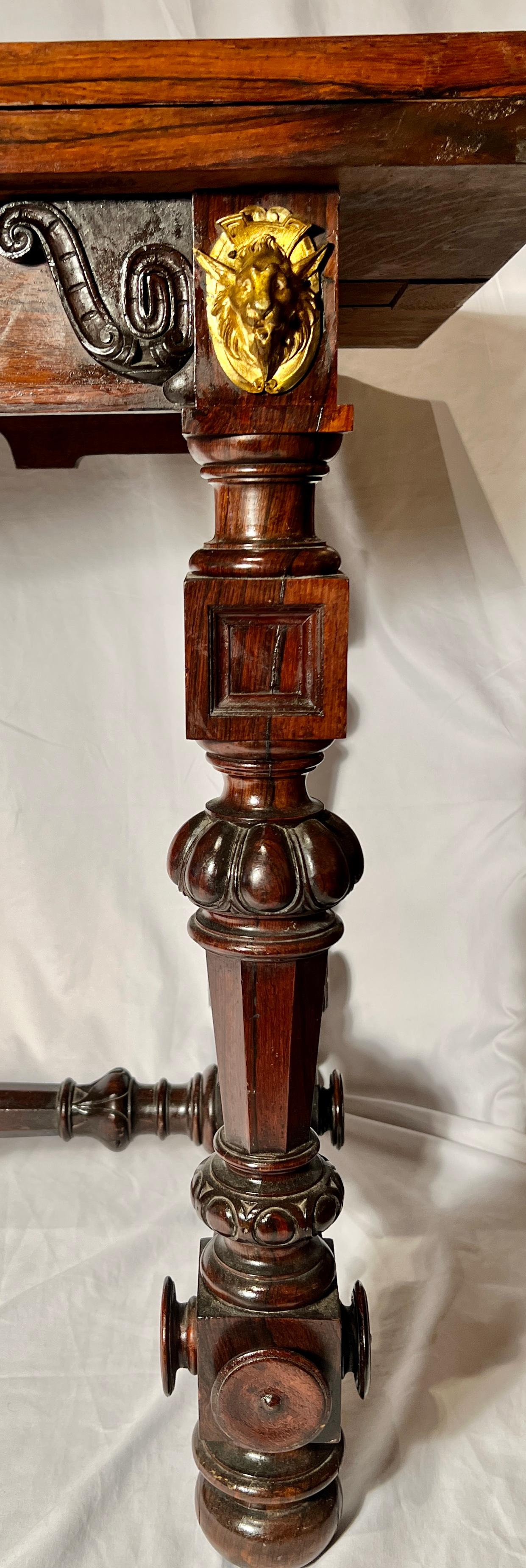 19th Century Antique Portuguese Rosewood Drawleaf Table For Sale