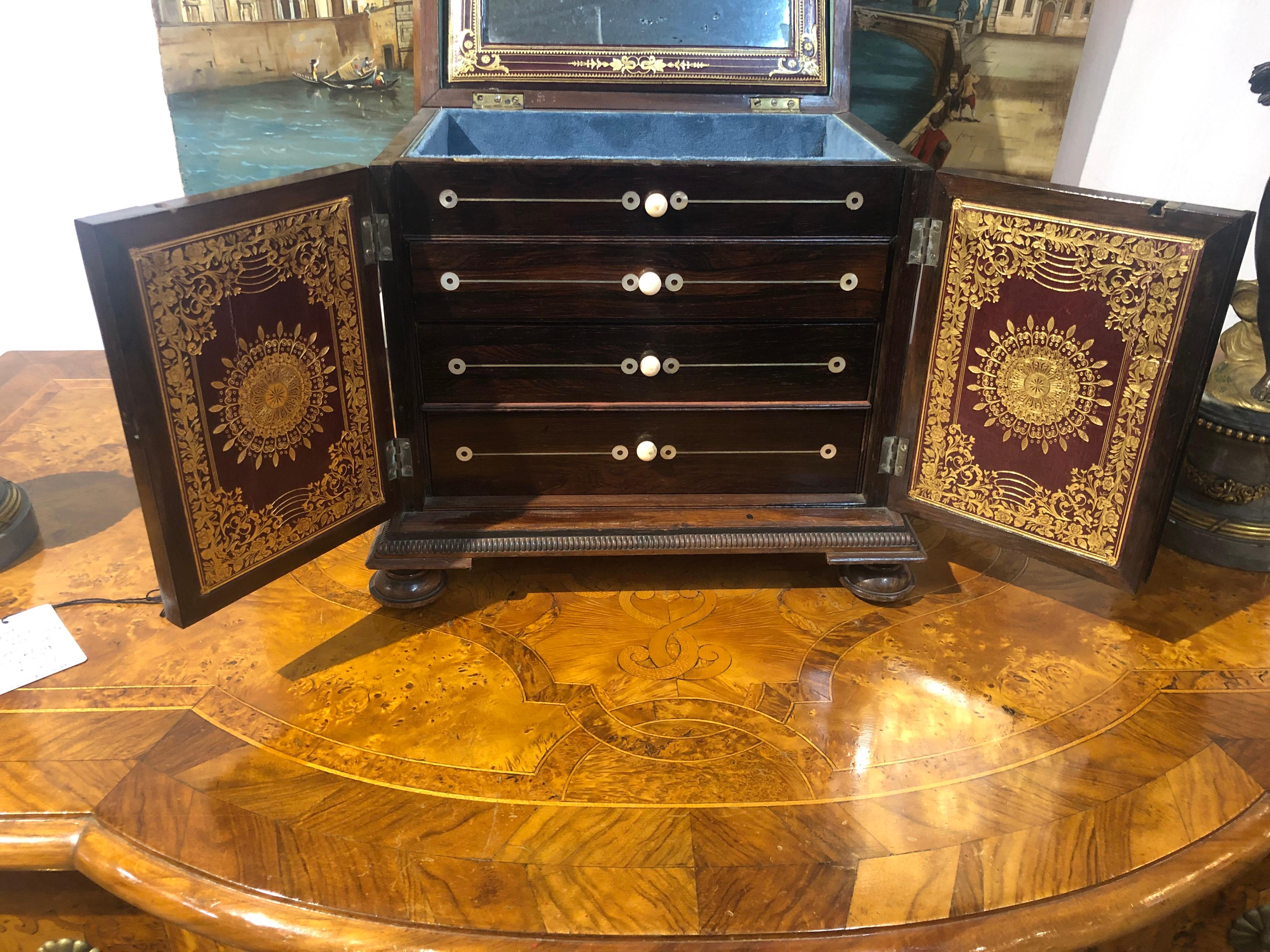 Antique Portuguese Rosewood Table Cabinet In Good Condition In Dallas, TX