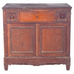 Antique Portuguese Rustic Cabinet in Dark Wood