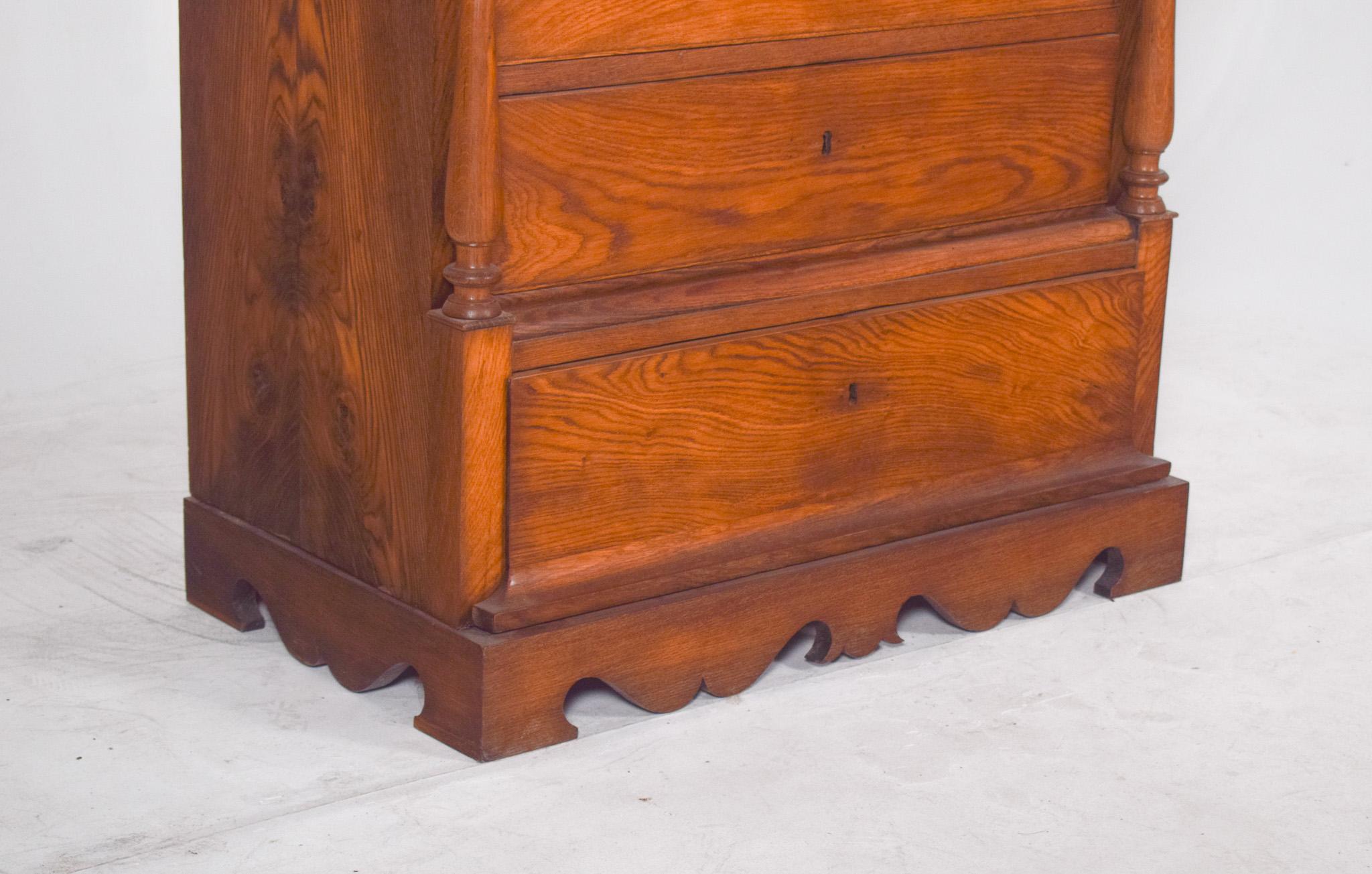 20th Century Antique Portuguese Rustic Oak Chest of Drawers For Sale