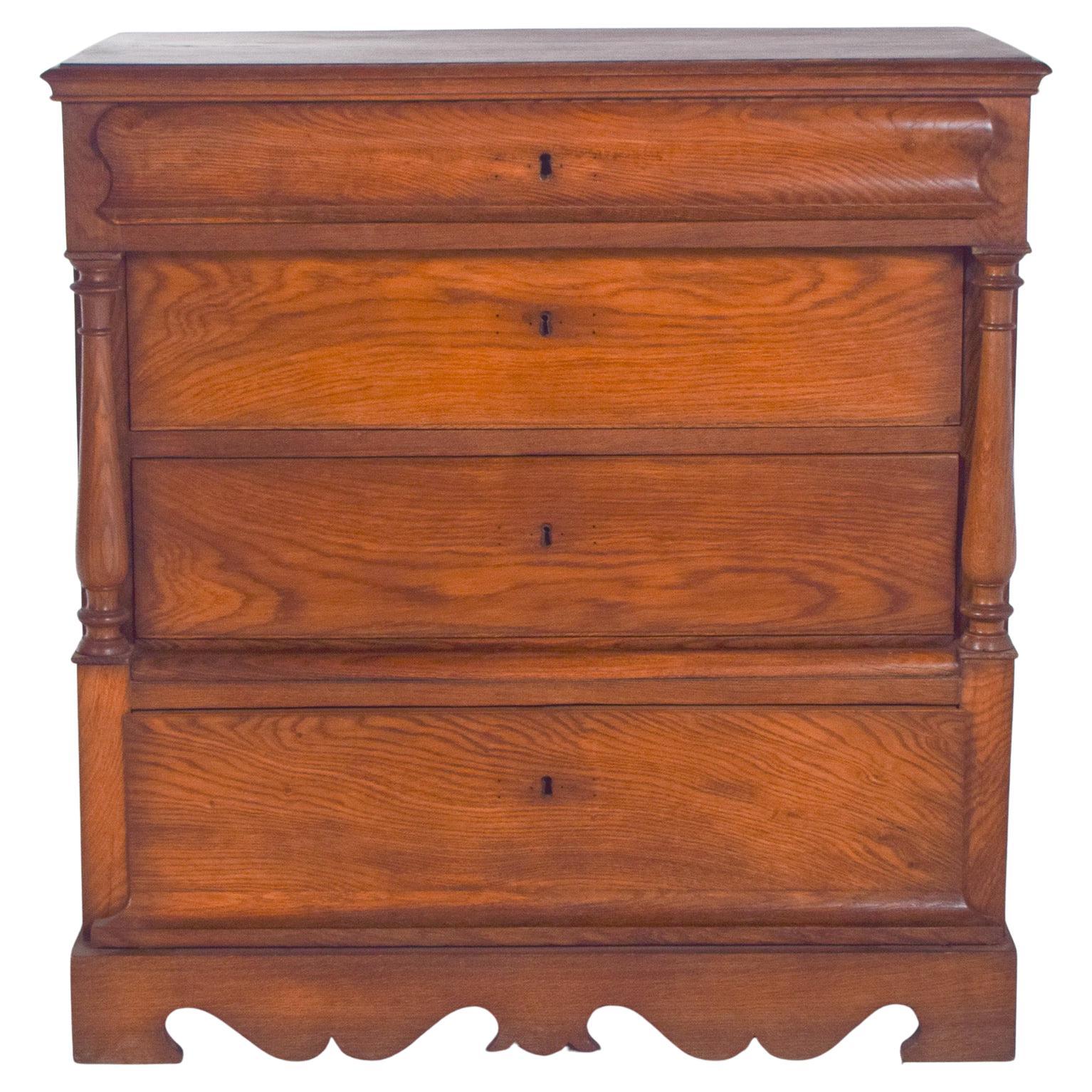 Antique Portuguese Rustic Oak Chest of Drawers