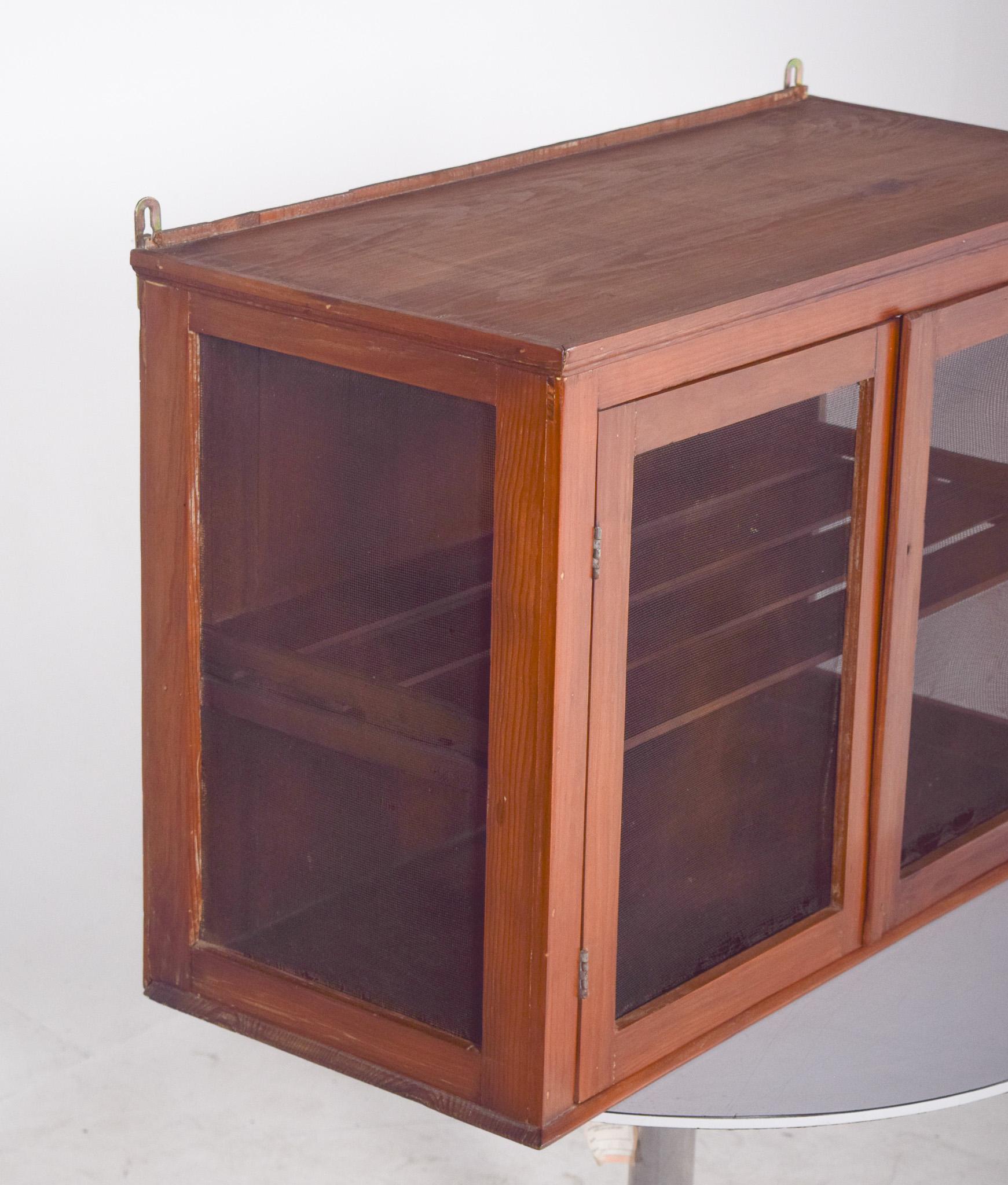 Wood Antique Portuguese Rustic Wall Cabinet For Sale