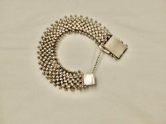 Antique Portuguese Silver Buckle Bracelet With Basket Weave Work Dated C. 1890