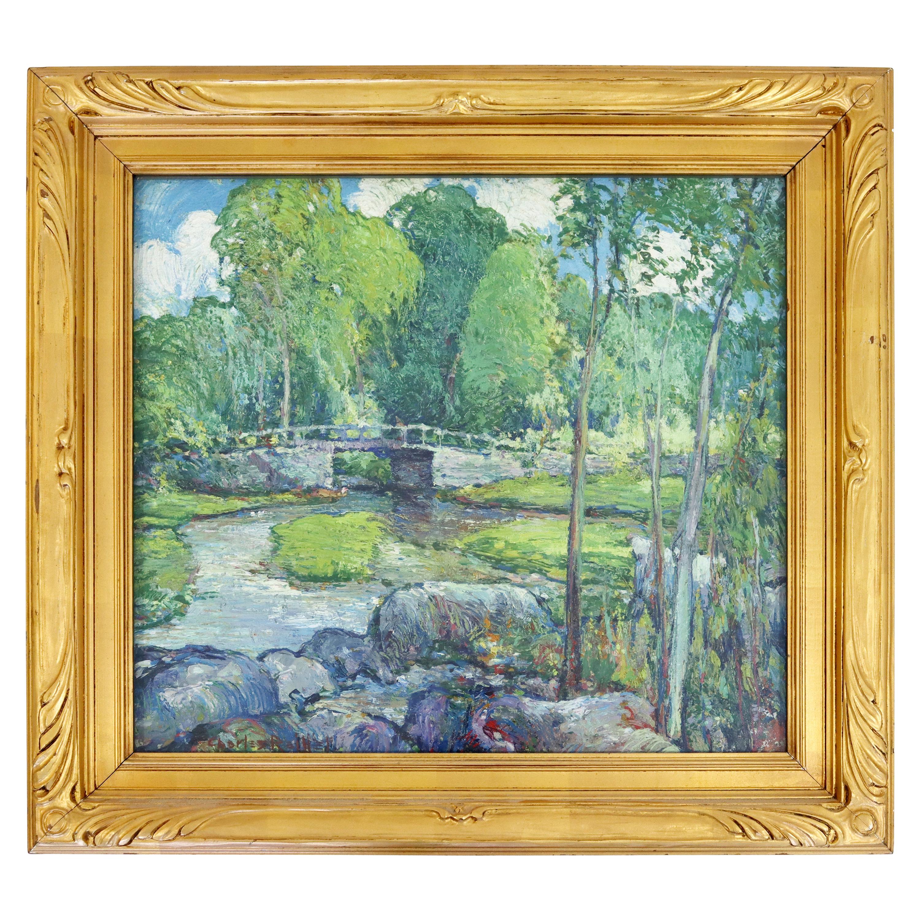 Antique Post Impressionist Framed Oil Board Painting Signed Charles Reiffel 1930