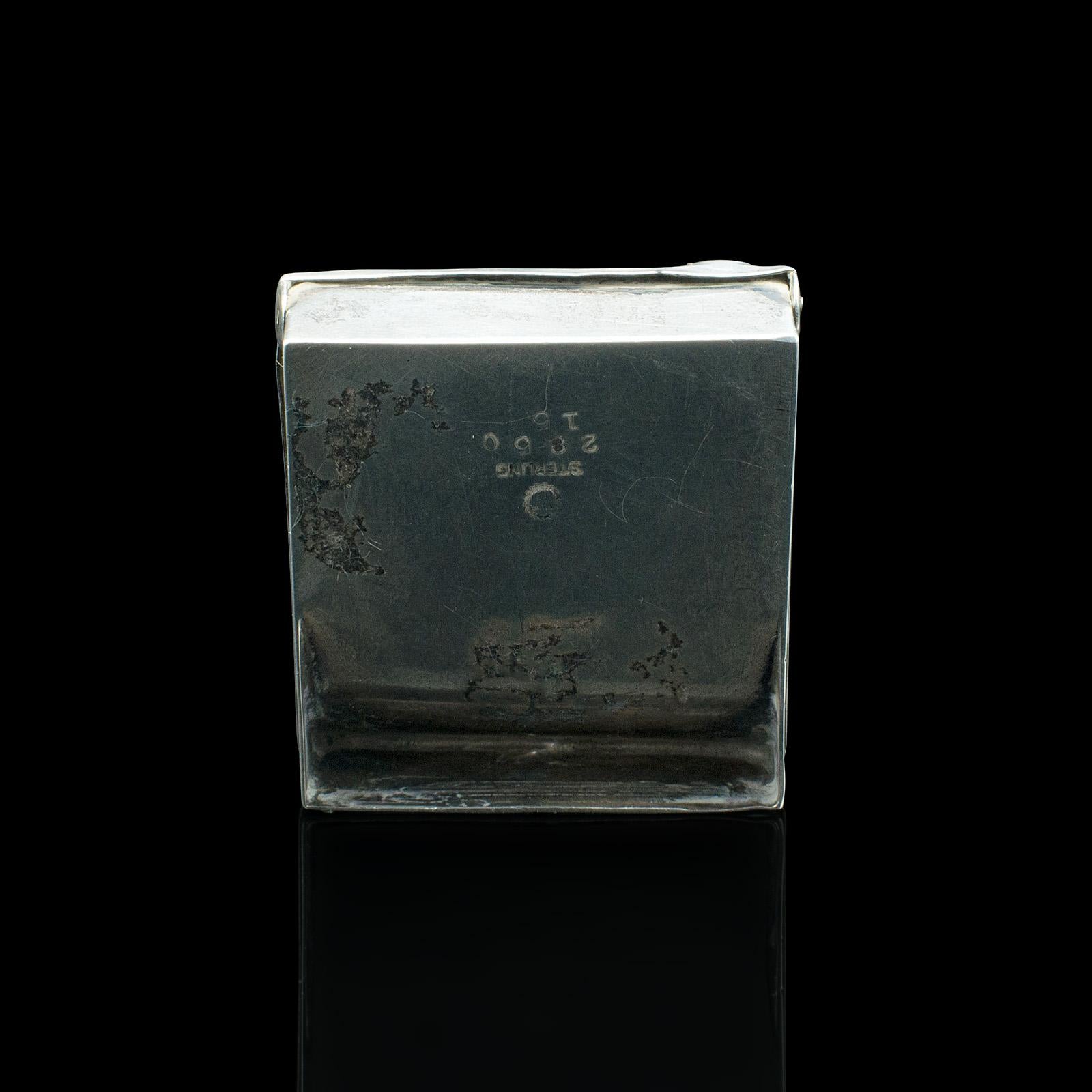 Caja antigua para sellos postales, americana, plata de ley, estuche de bolsillo, eduardiana siglo XX en venta