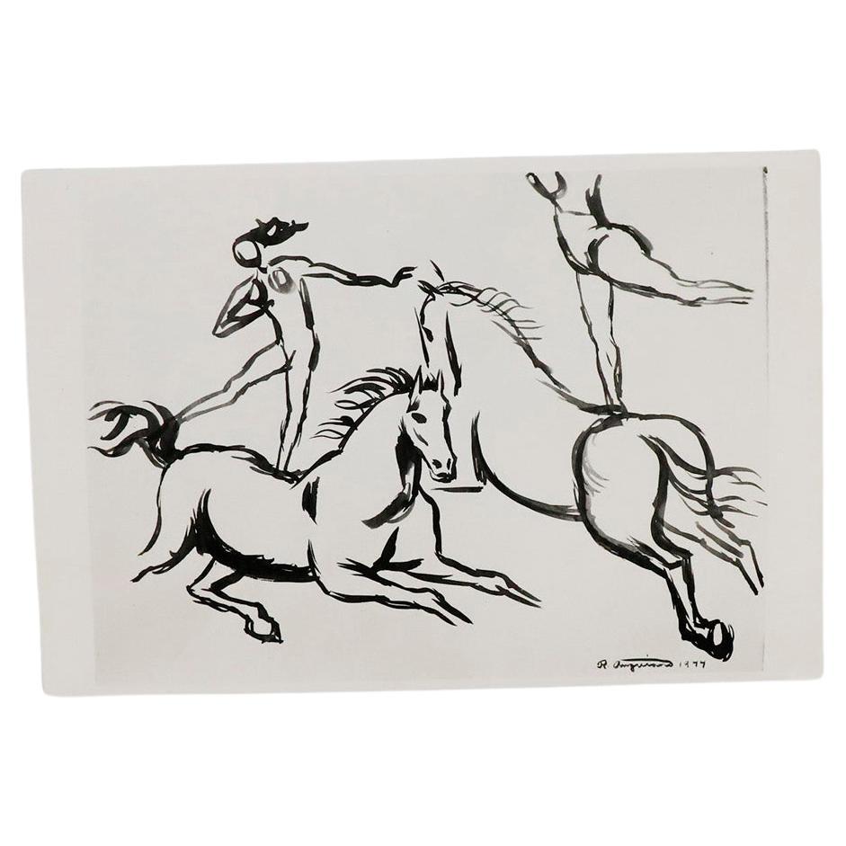 Antique Postcard Signed by Raul Anguiano. 1948 For Sale