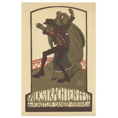 Antique Poster of a German Costume Festival by Schult, 1908
