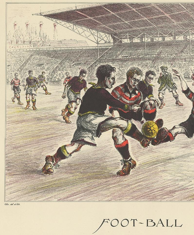 French Antique Poster of a Soccer Match by Dorfinant, circa 1930