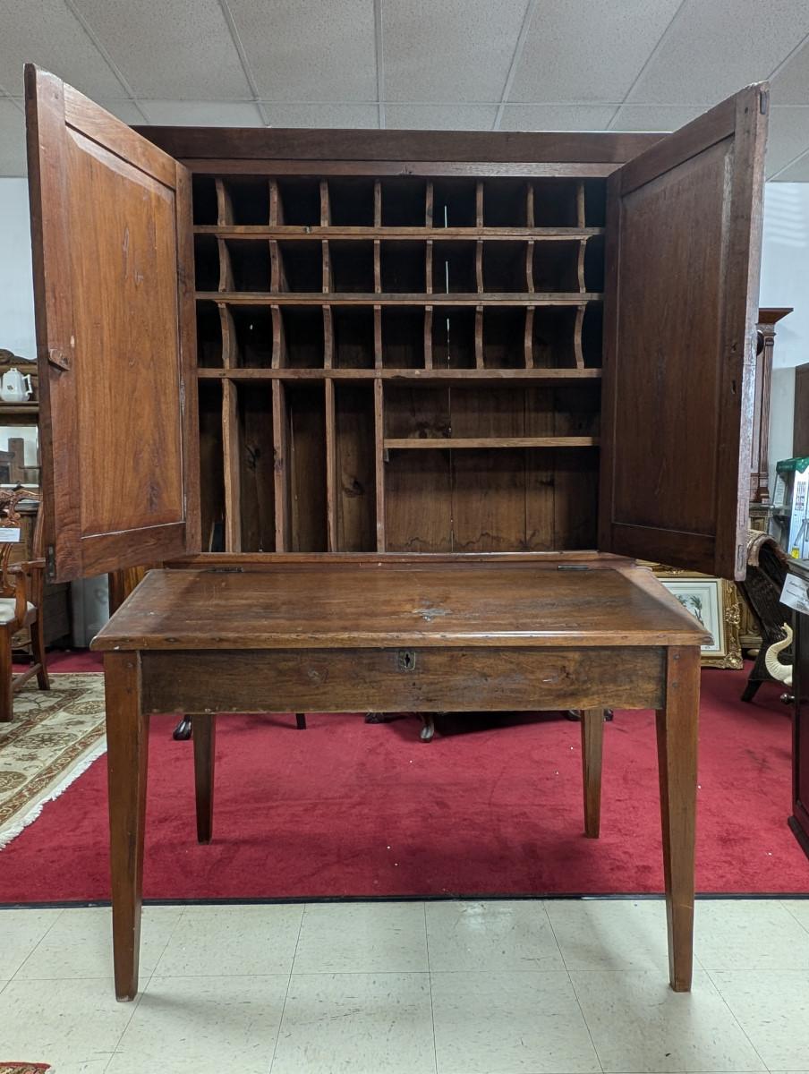 Escritorio antiguo de correos, nogal macizo, circa 1830, 75,5 