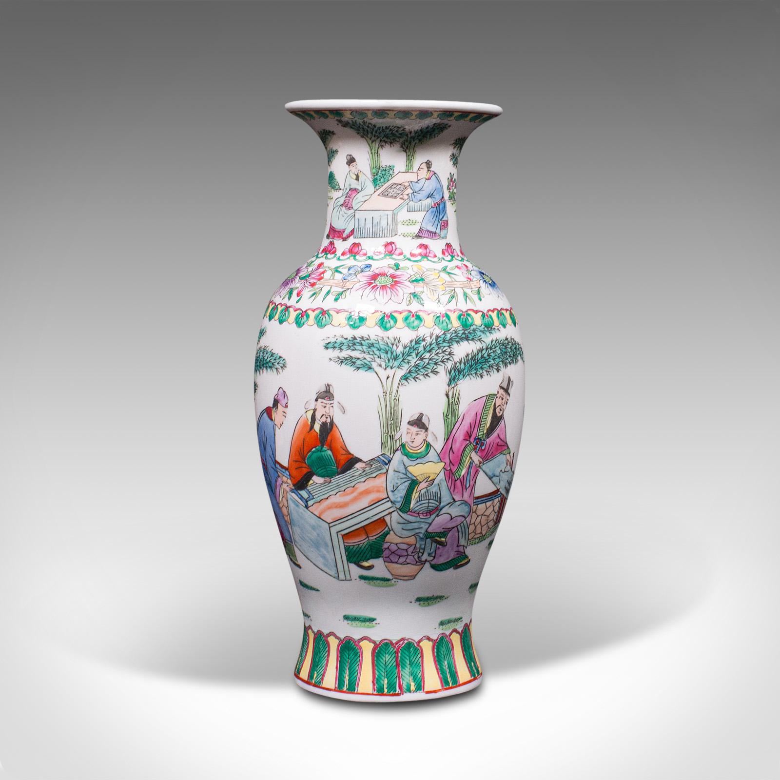 Cinese Antique Posy Vase, Chinese, Ceramic, Baluster, Hand Painted, Victorian, C.1900 in vendita