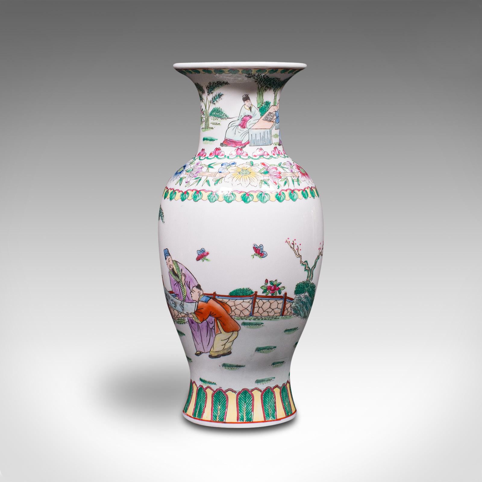 Antique Posy Vase, Chinese, Ceramic, Baluster, Hand Painted, Victorian, C.1900 For Sale 1