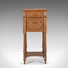 Antique Pot Cupboard, French, Marble Top, Bedside Cabinet, Nightstand circa 1900