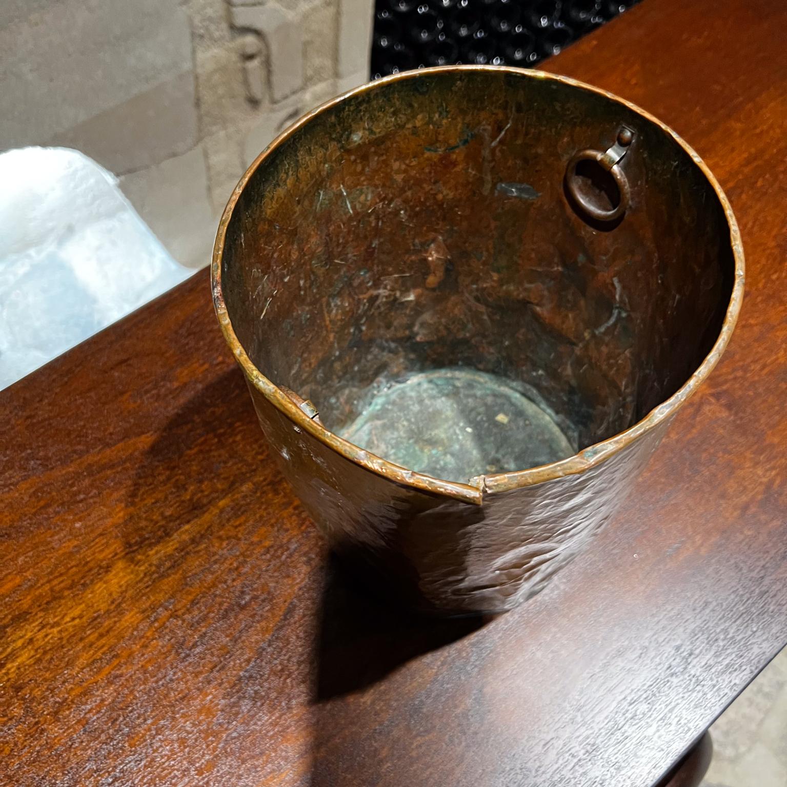 Antique Pot Distressed Bucket Patinated Copper Pail For Sale 2