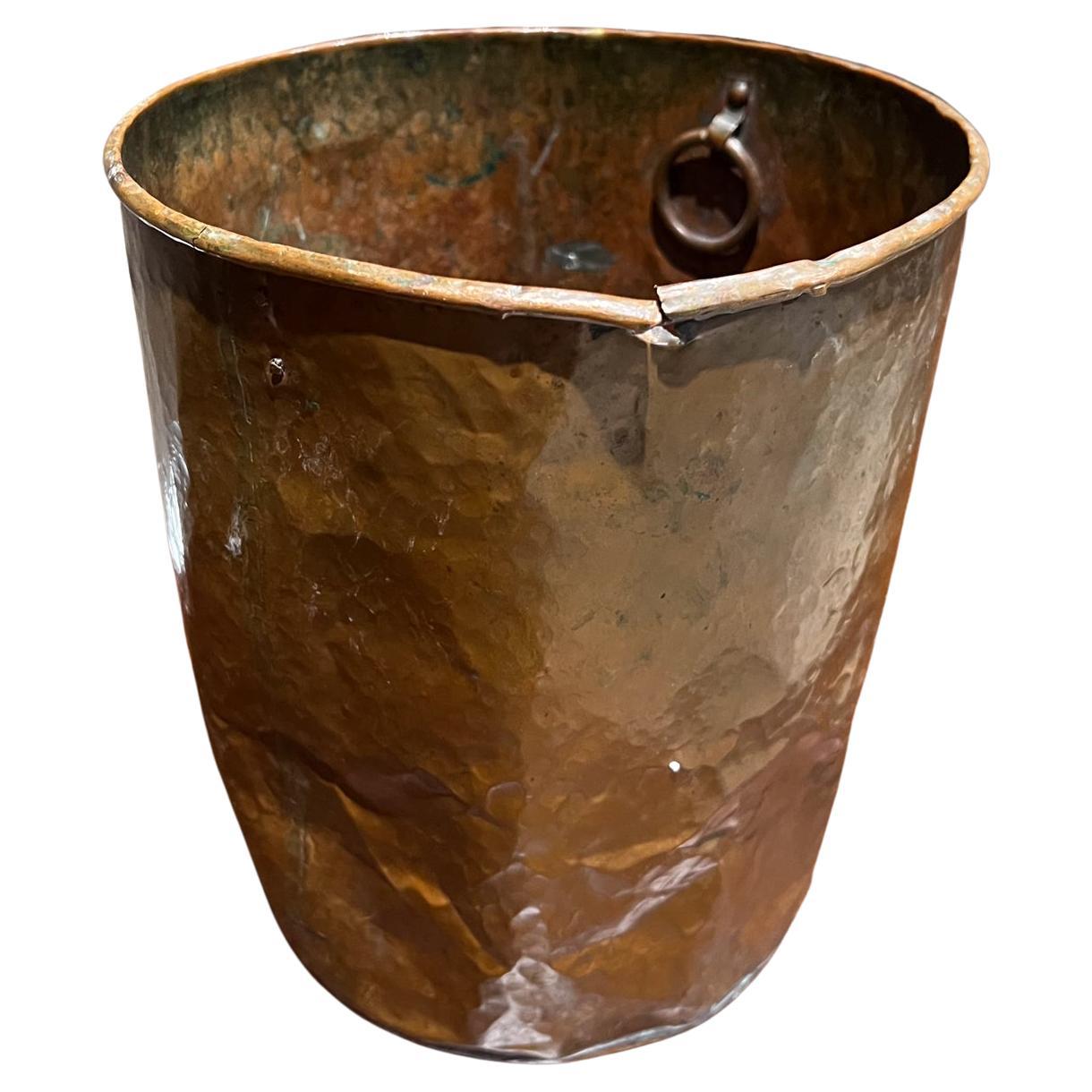 Antique Pot Distressed Bucket Patinated Copper Pail For Sale