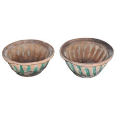 Pair of Antique Pottery Baking Bowls Form