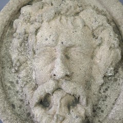 Antique Pottery Garden Figural Plaque with North Wind Face 20th C.