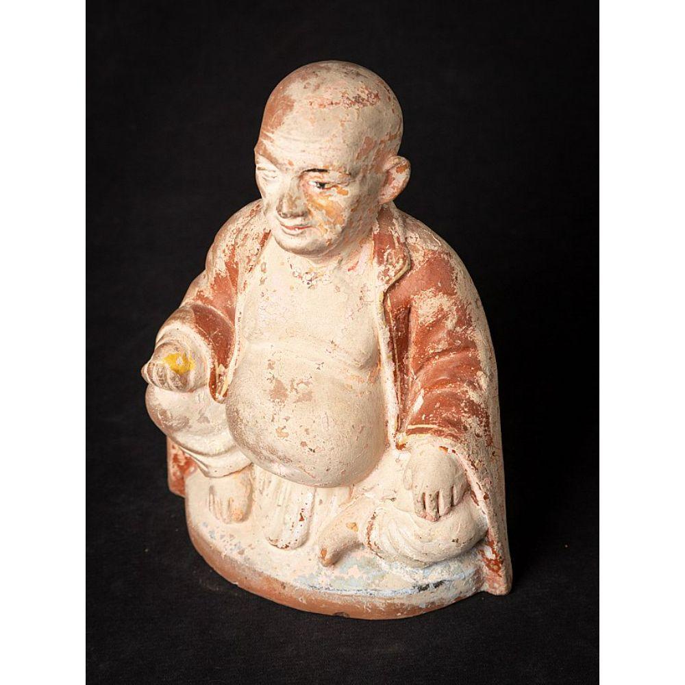 Antique Pottery Happy Buddha Statue from India For Sale 7