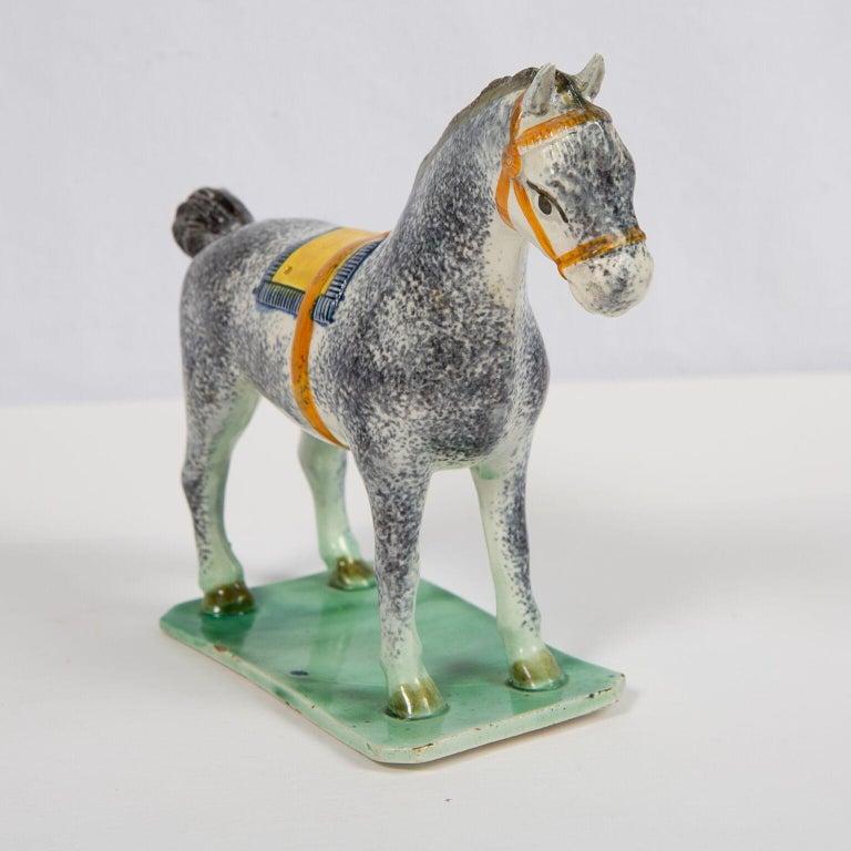 Romantic Antique Pottery Horse Made in England at St. Anthony's Pottery, circa 1800-1810 For Sale