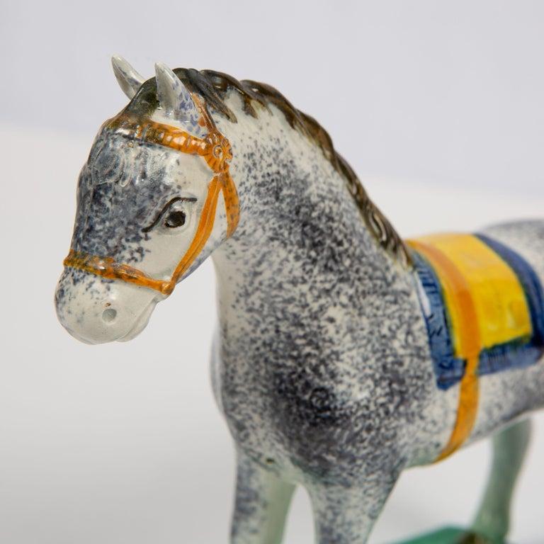 English Antique Pottery Horse Made in England at St. Anthony's Pottery, circa 1800-1810 For Sale