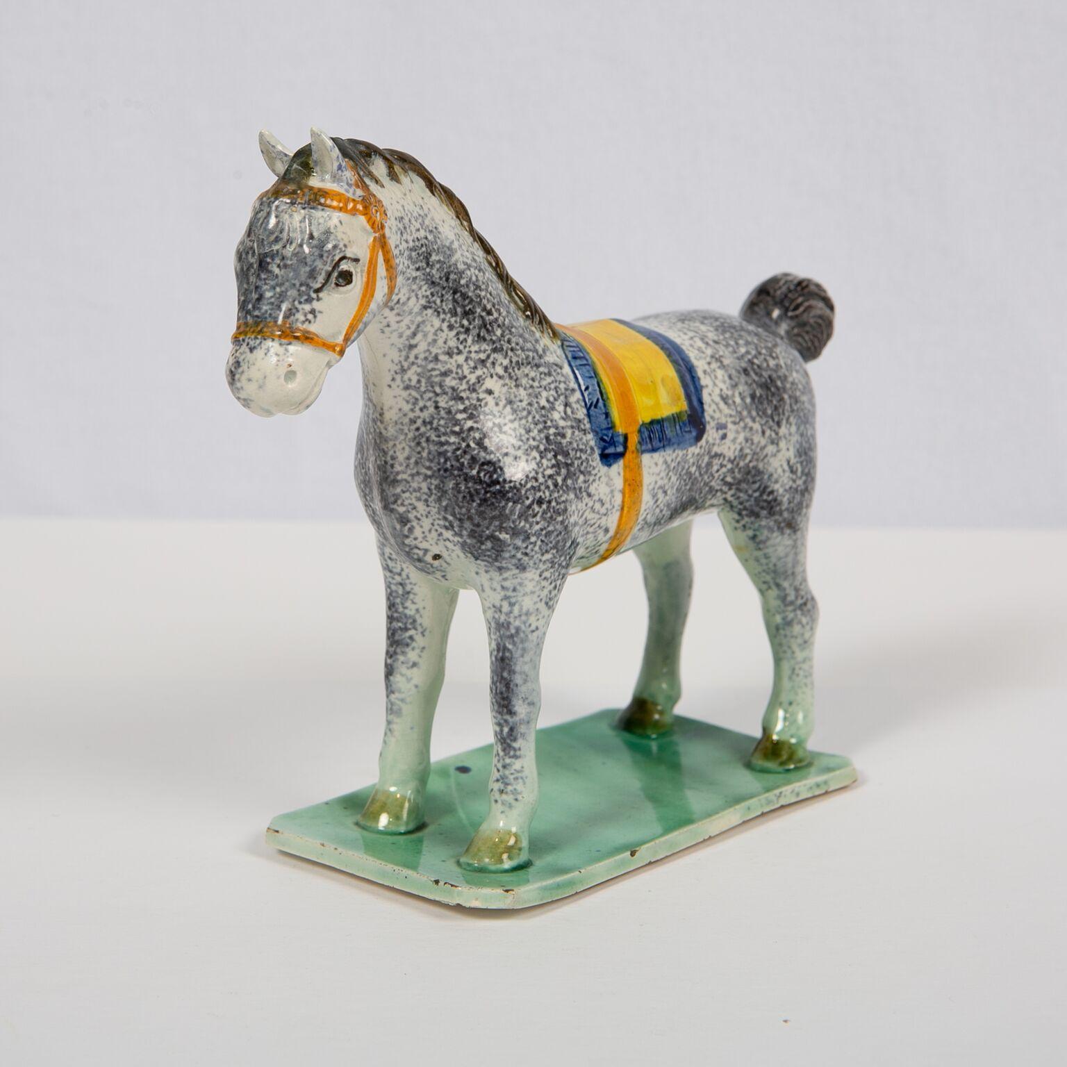 English Antique Pottery Horse Made in England at St. Anthony's Pottery, circa 1800-1810
