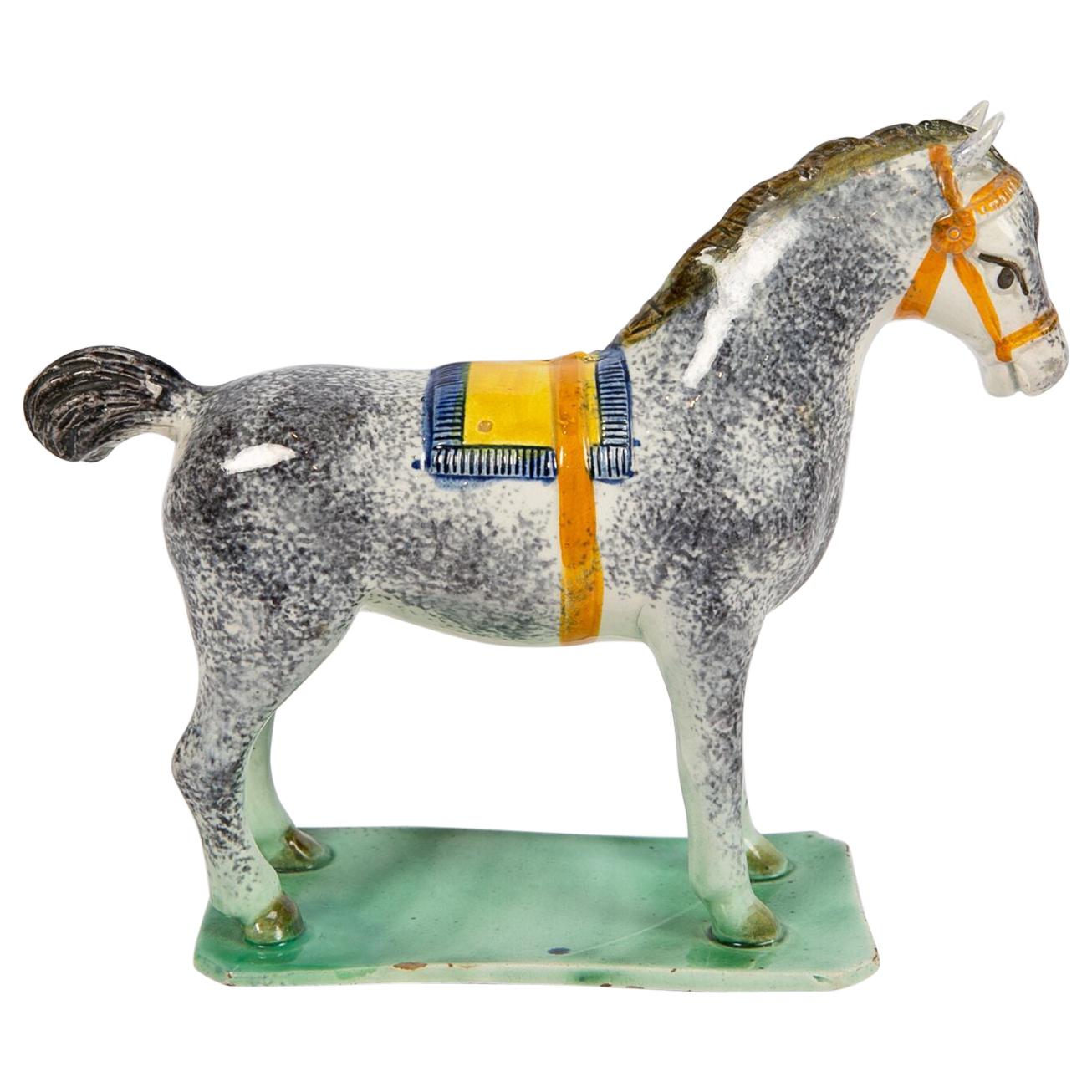 Antique Pottery Horse Made in England at St. Anthony's Pottery, circa 1800-1810