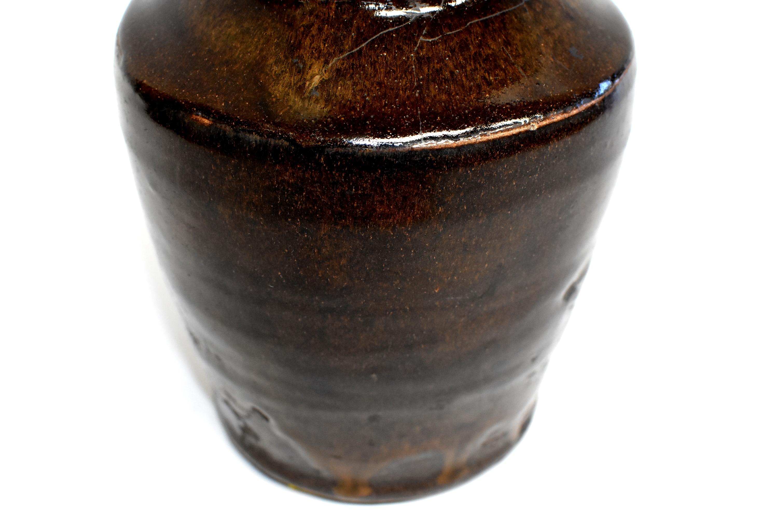 Chinese Antique Pottery Jar, with Golden Glaze For Sale