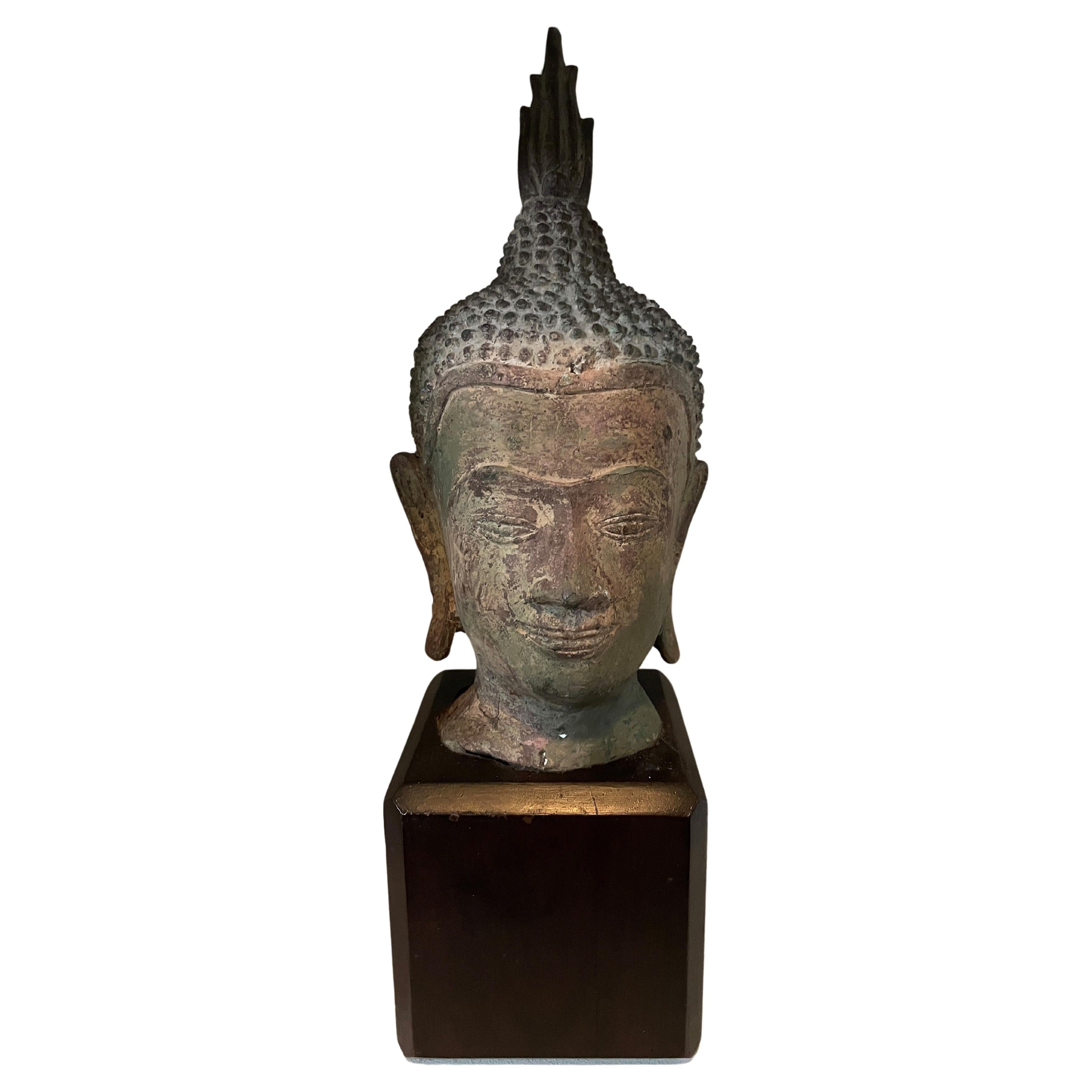 Antique Pottery Model of Buddha Head For Sale