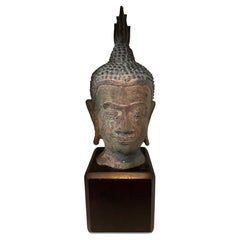 Antikes Keramikmodell eines Buddha-Kopfs aus Keramik
