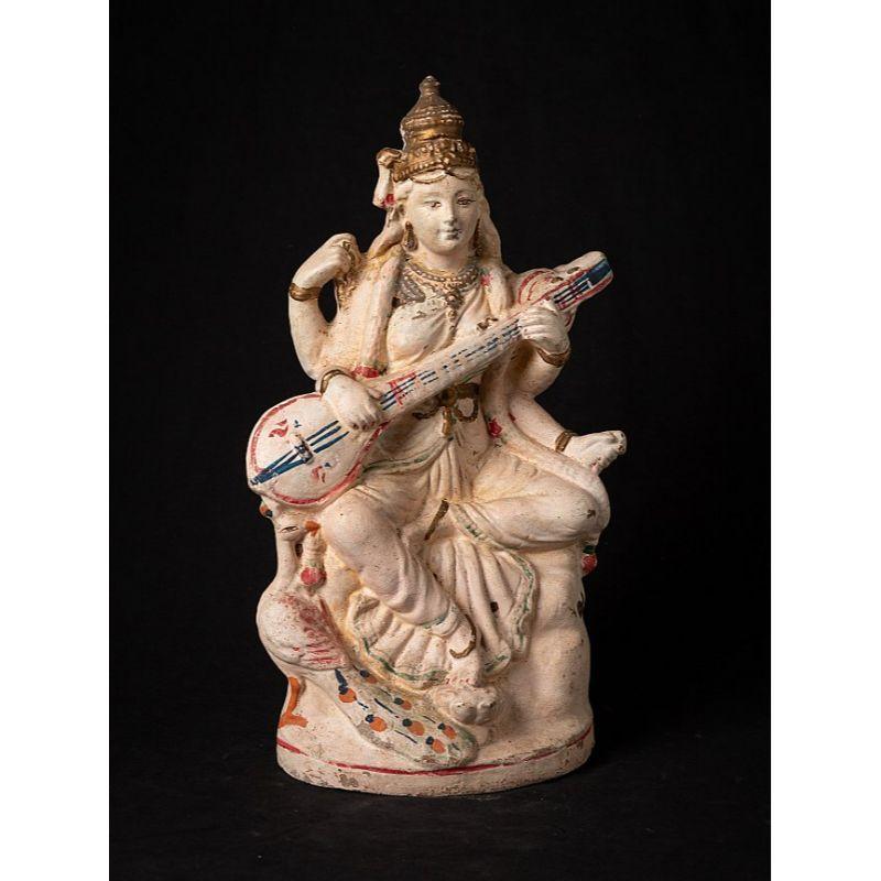 Antique Pottery Saraswati Statue from India In Good Condition In DEVENTER, NL