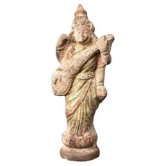 Antique pottery Saraswati statue from India