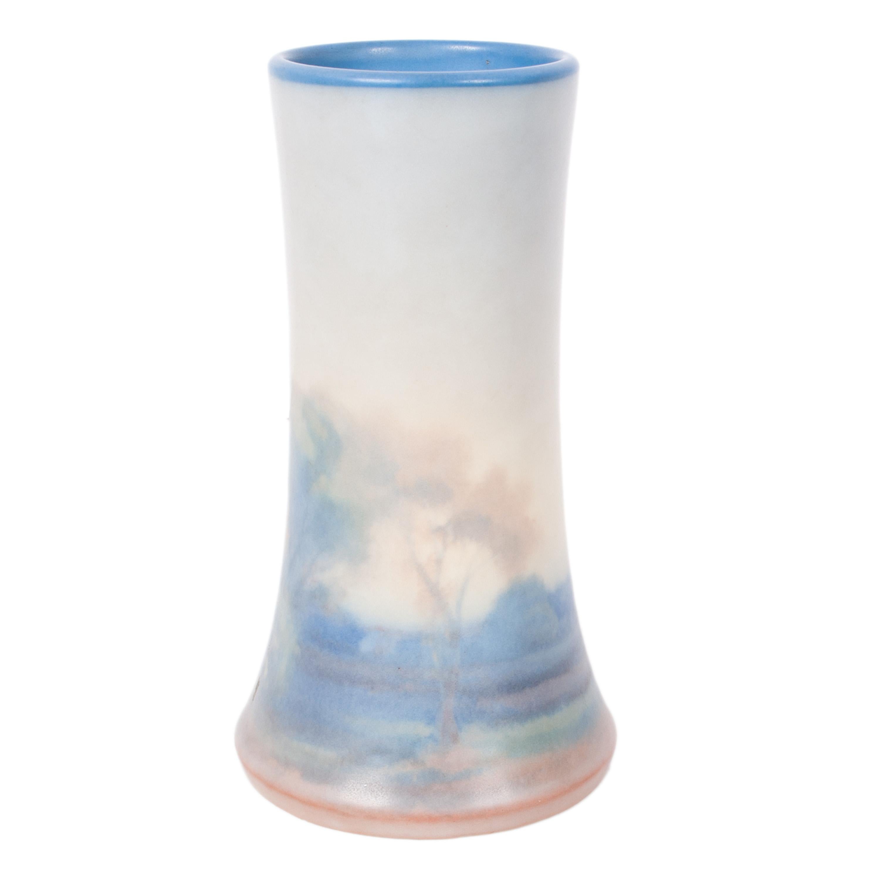 American Antique Pottery Scenic Vellum Landscape Vase Fred Rothenbusch for Rookwood 1925 For Sale