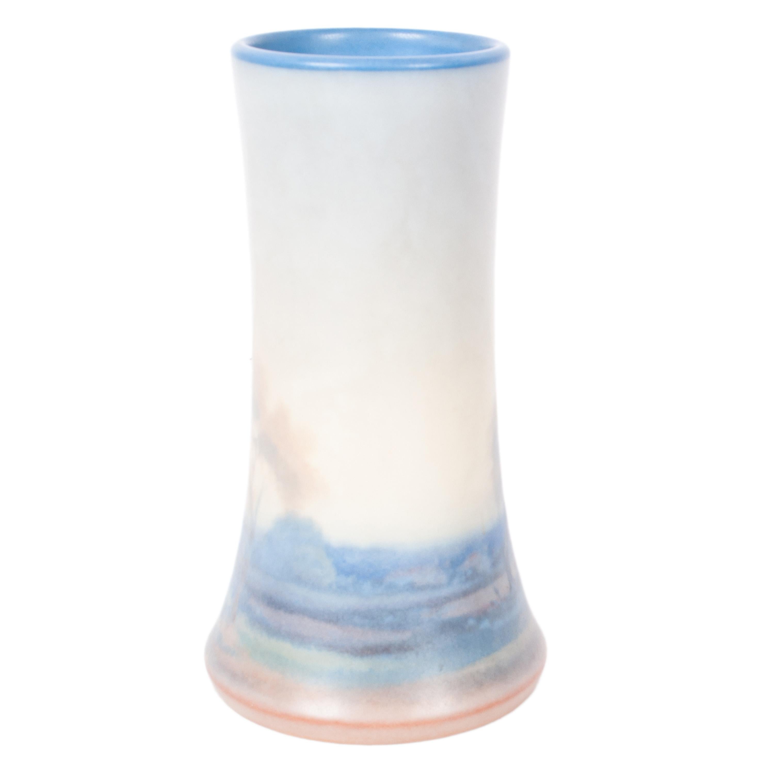 Glazed Antique Pottery Scenic Vellum Landscape Vase Fred Rothenbusch for Rookwood 1925 For Sale