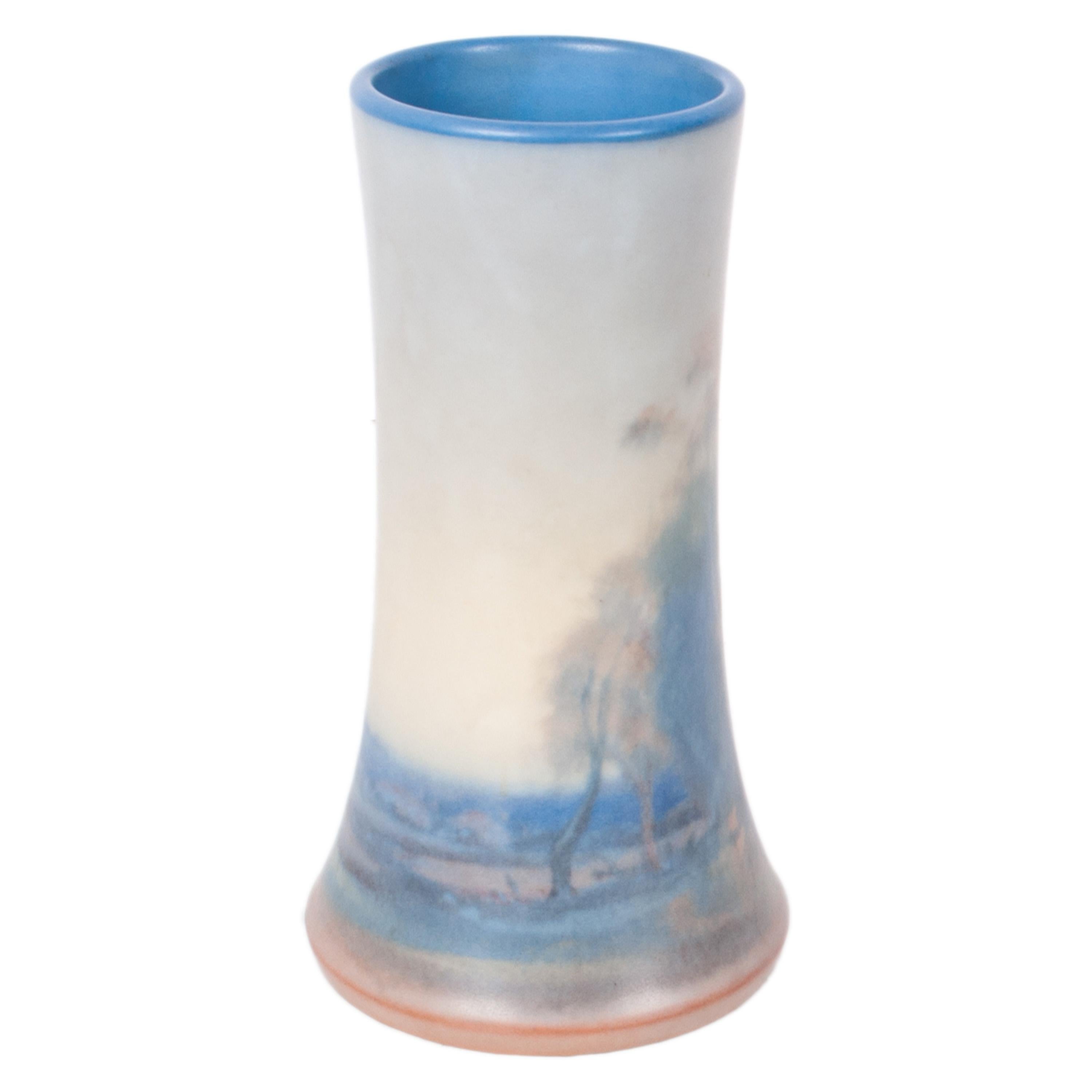 Antique Pottery Scenic Vellum Landscape Vase Fred Rothenbusch for Rookwood 1925 In Good Condition For Sale In Portland, OR