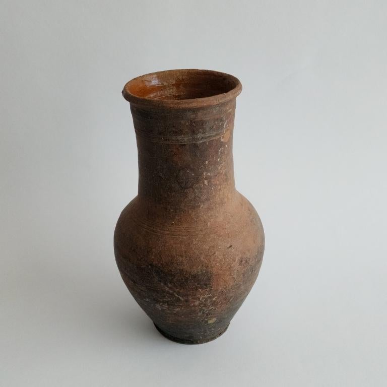Primitive Antique Pottery Vase, Terracotta, Ukraine Early 19th Century For Sale