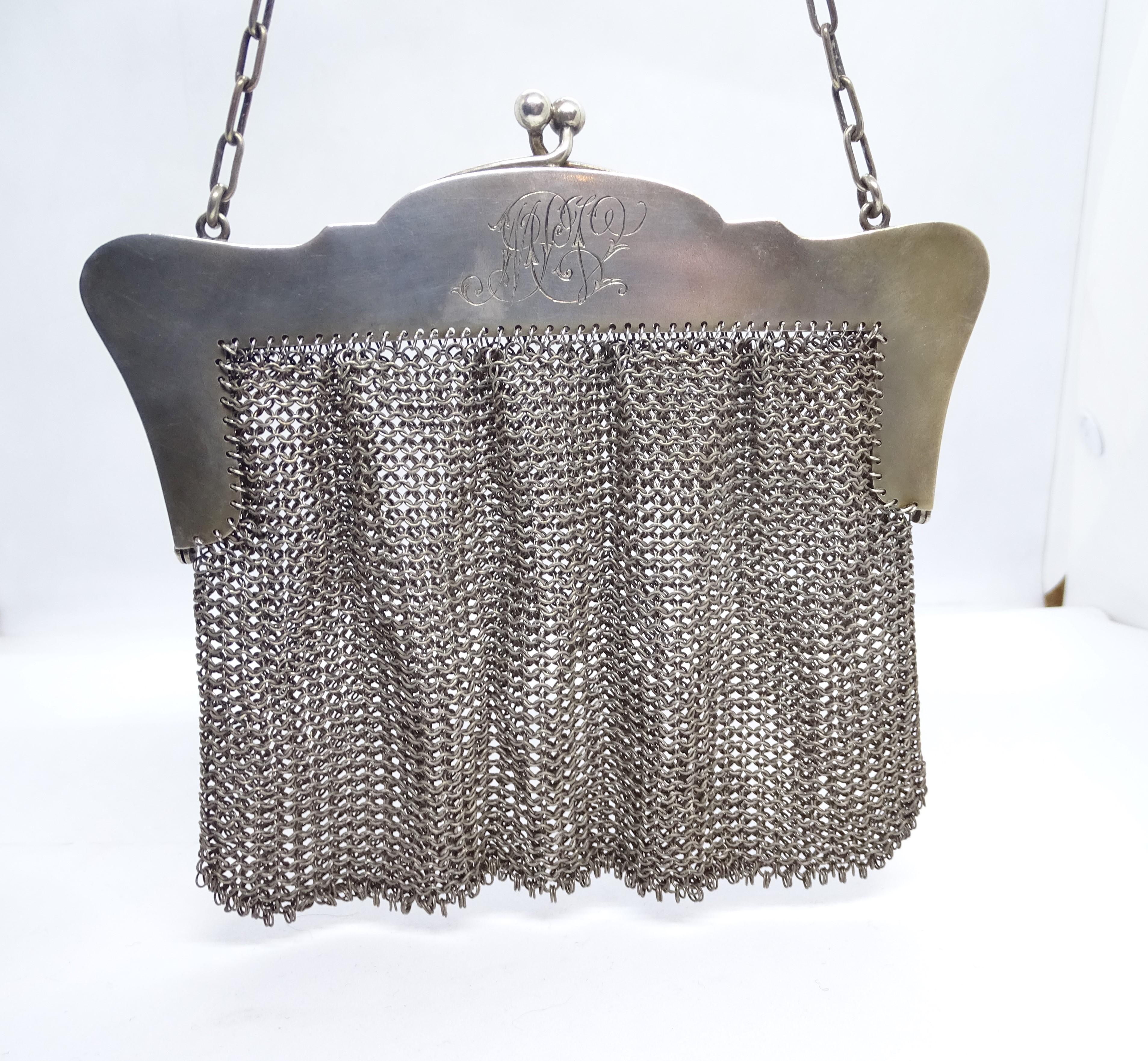 Antique pouch bag, silver plate, late 19th century – England In Good Condition For Sale In VALLADOLID, ES