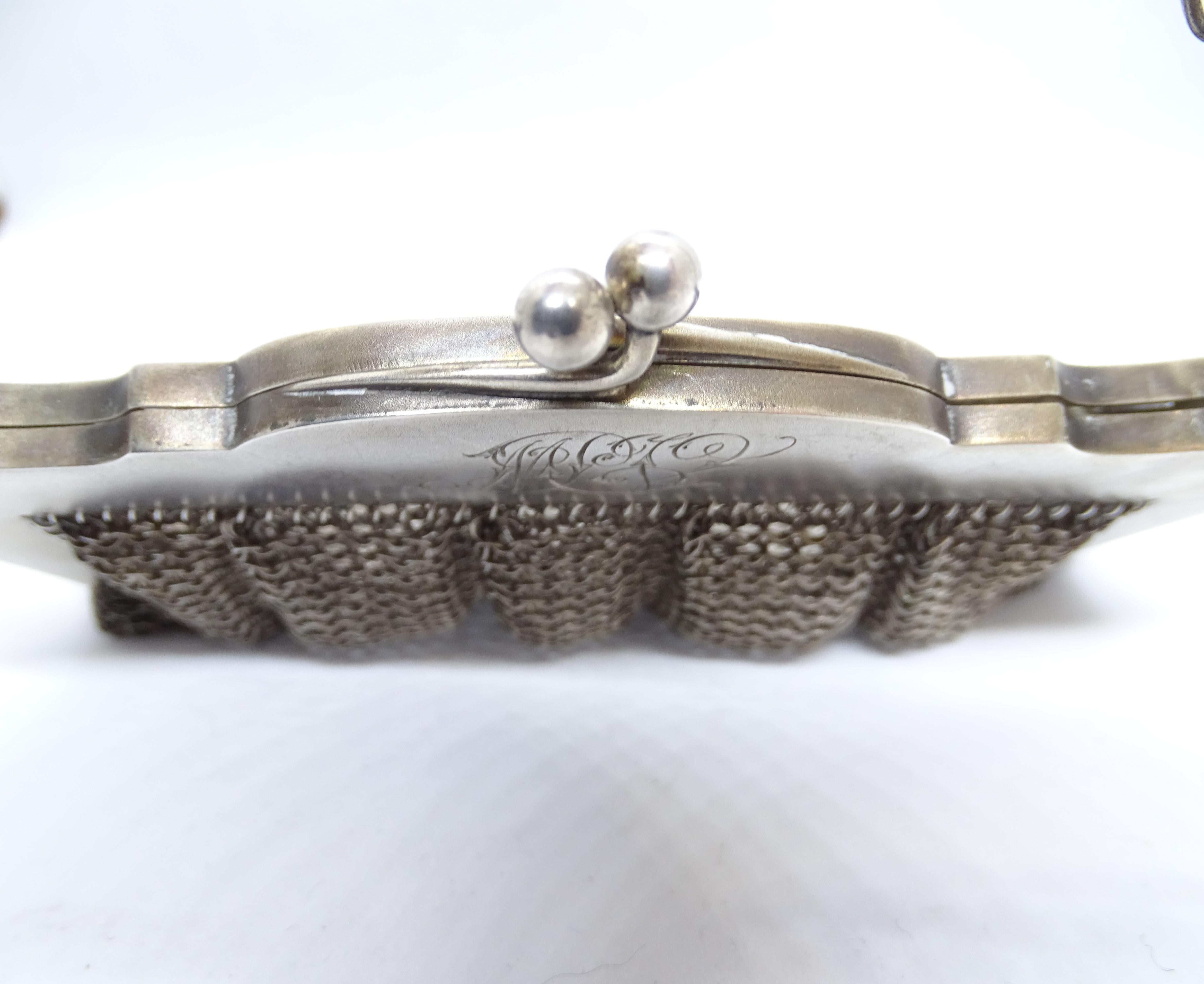 Antique pouch bag, silver plate, late 19th century – England For Sale 1
