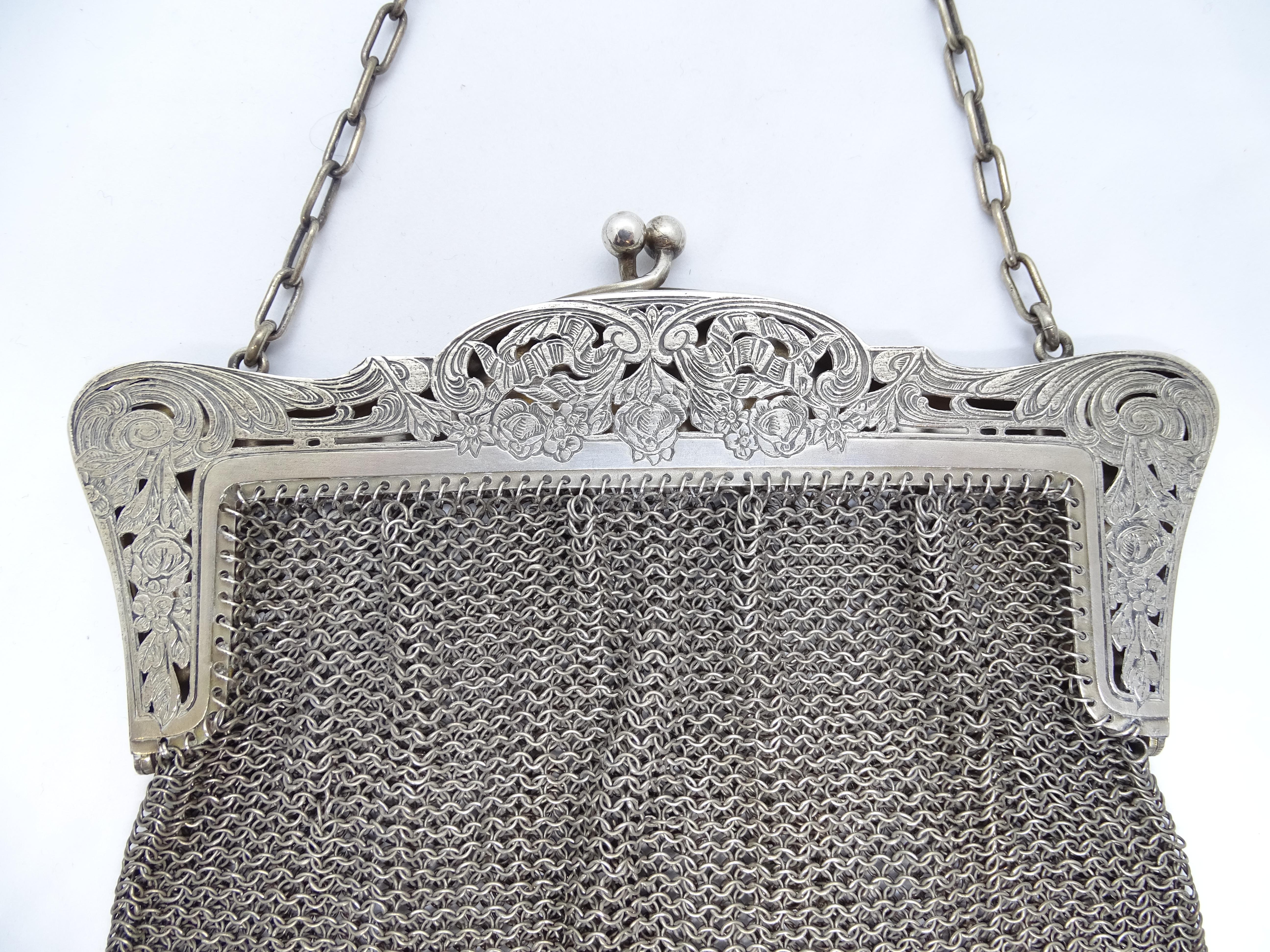 Antique pouch bag, silver plate, late 19th century – England For Sale 2