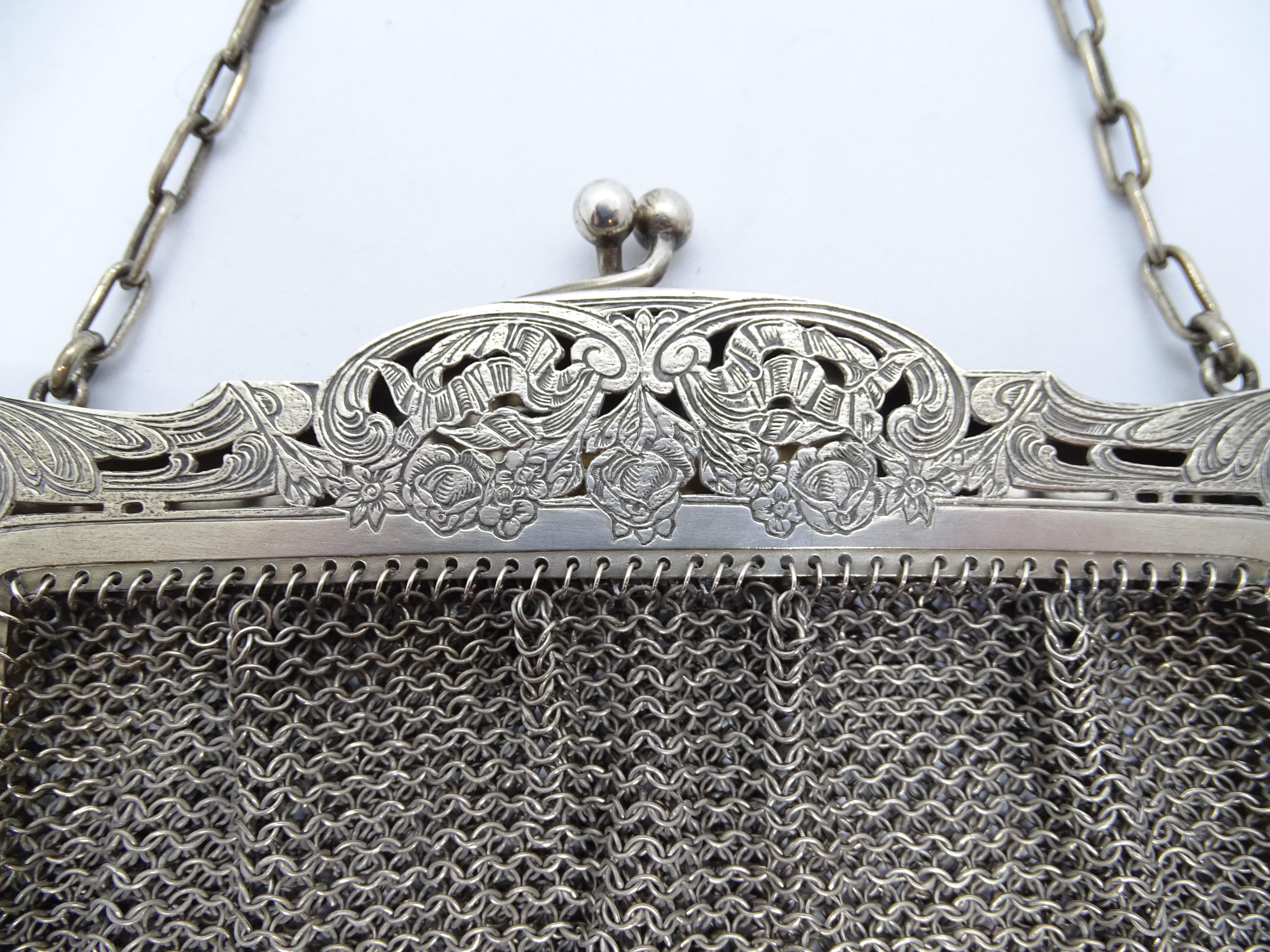 Antique pouch bag, silver plate, late 19th century – England For Sale 3