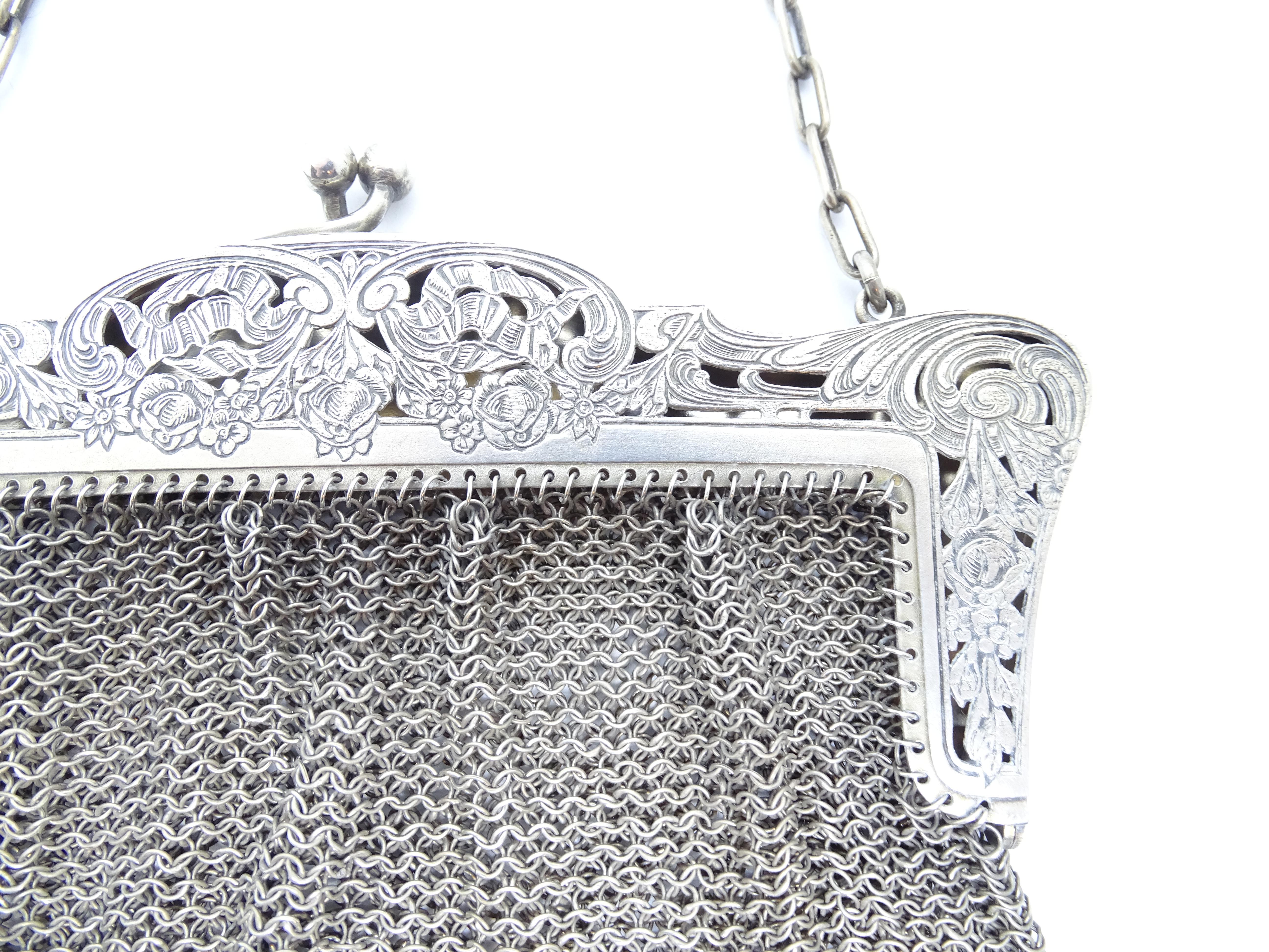 Antique pouch bag, silver plate, late 19th century – England For Sale 4