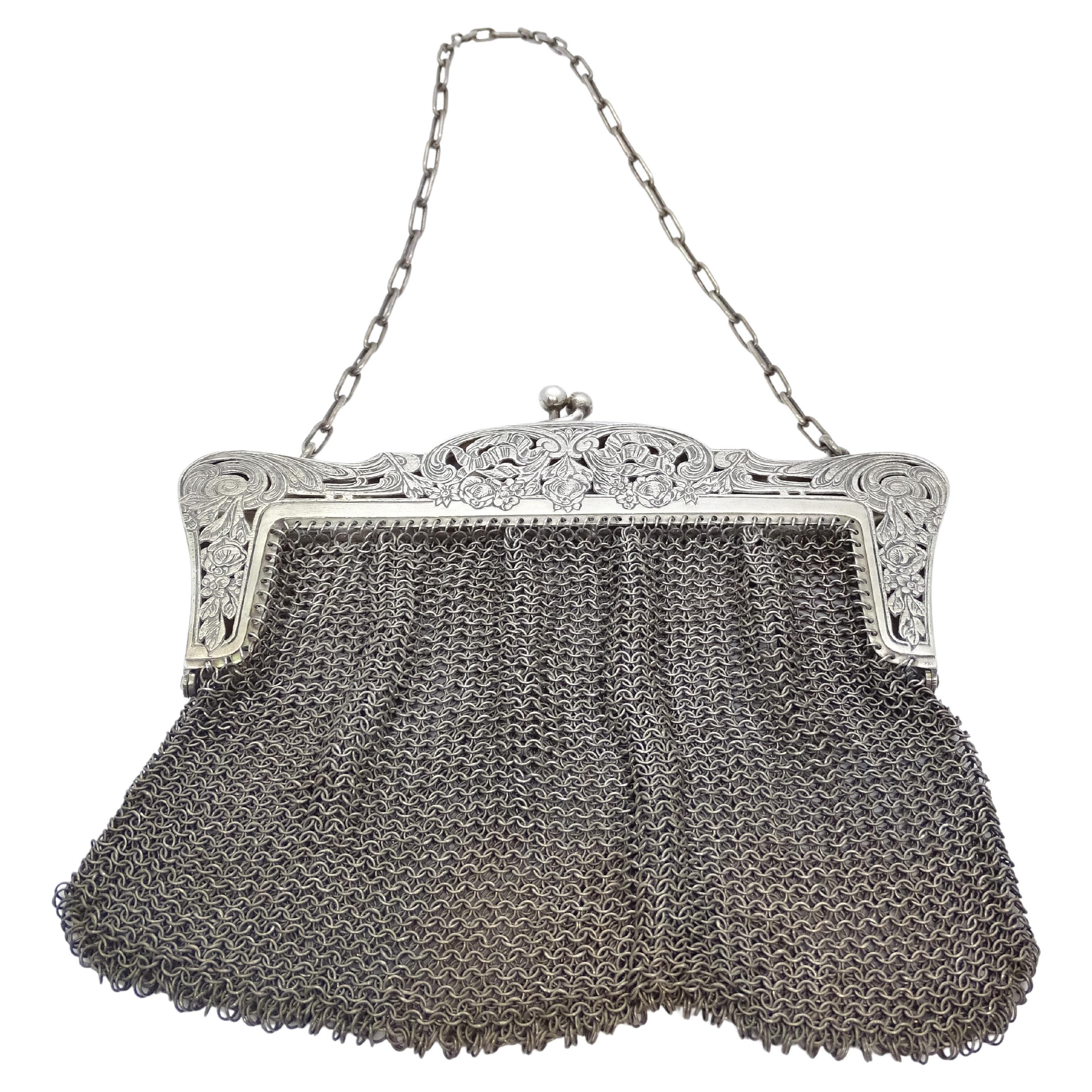 Antique pouch bag, silver plate, late 19th century – England For Sale