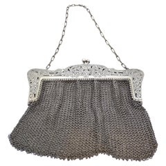 Vintage pouch bag, silver plate, late 19th century – England