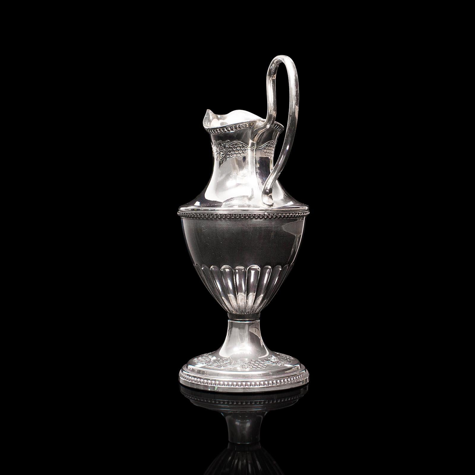 British Antique Pouring Jug, English, Silver Plate, Decorative, Posy Vase, Edwardian For Sale