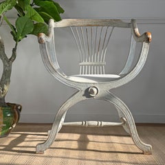 Antique Powder Blue Handcrafted French Gustavian Style Chair