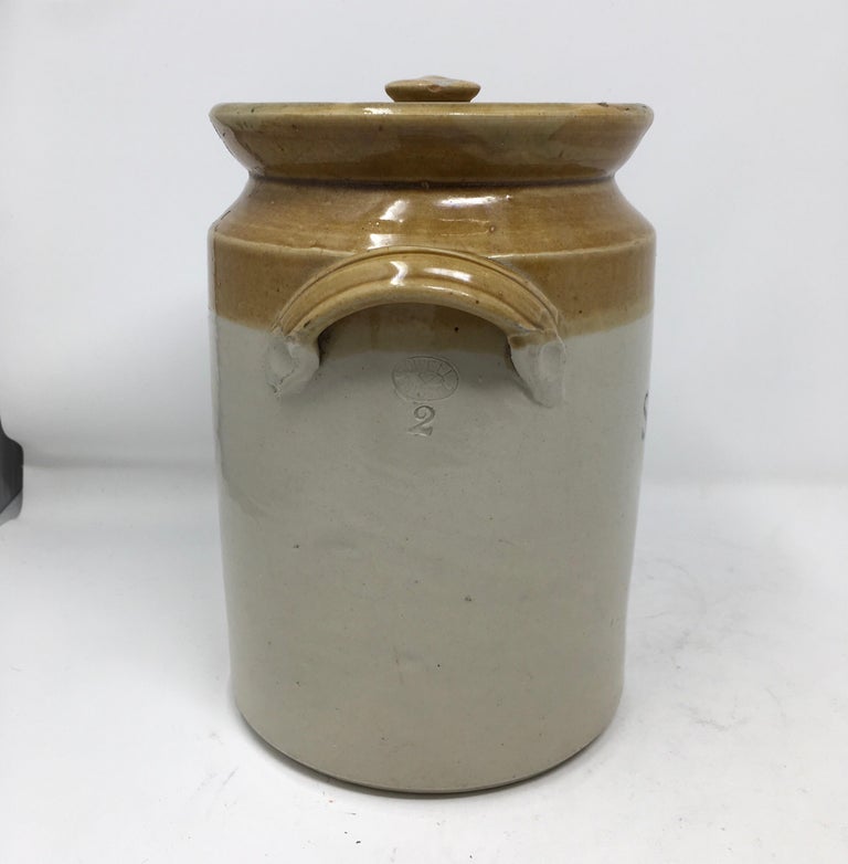 Antique Powell Bristol Stoneware Sugar Crock with Lid at 1stDibs